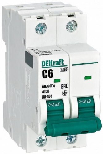 Выключатель автоматический DEKraft ВА-103 2п 6А C 6кА картинка